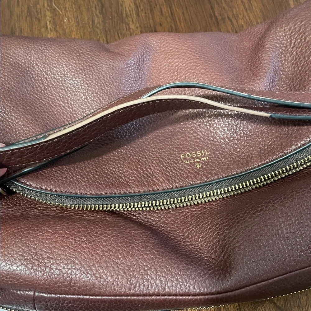 Fossil Preston Brown Pebbled Leather Messenger Bag